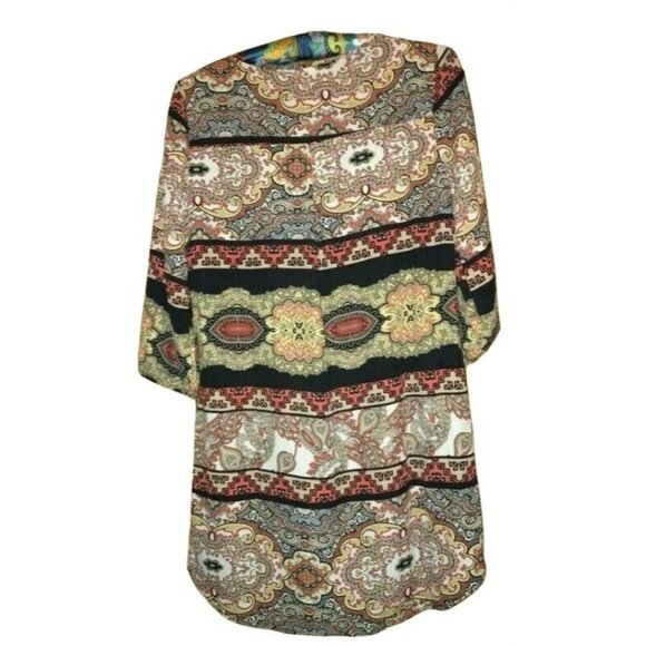 BOHO Hippie TUnic Top Aztec Geometric Festival Colorful  3/4 Sleeve Small NEW - Picture 3 of 7